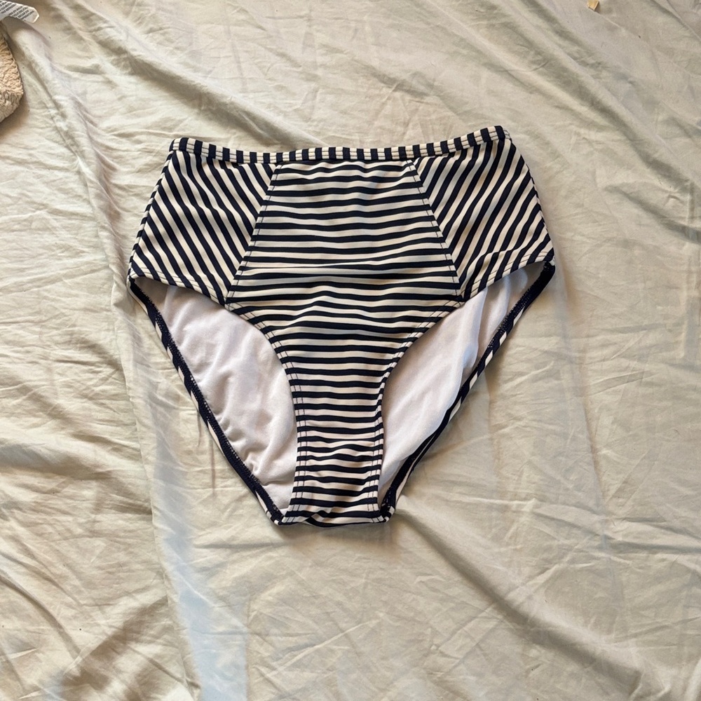 Ted Baker Navy and White Striped Bikini Bottom